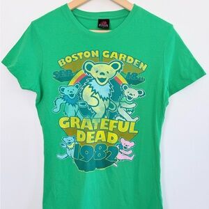 Grateful Dead Womens Green Boston Garden 1982 Dancing Bears T Shirt Size‎ L